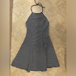 So, black and white striped dress